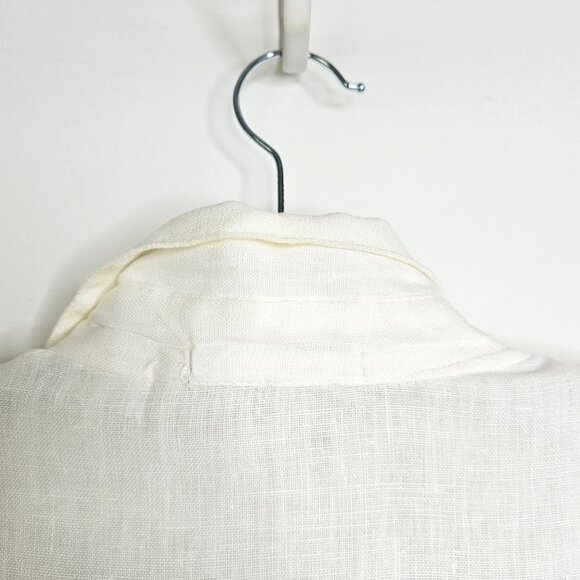 Vintage JILLIAN JONES 100% Linen Button Up Shirt Blouse Top OFF WHITE size S - Picture 7 of 8